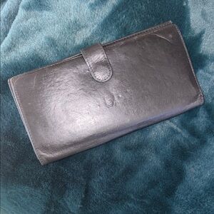 LOEWE vintage Elegant Black butter soft Leather snap card holder long Wallet